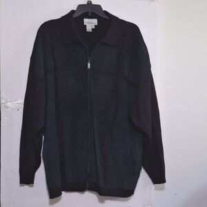 A Virgola Vintage Men's Plus Sized Black Suede Jacket Zip Front Knit Detail 4X